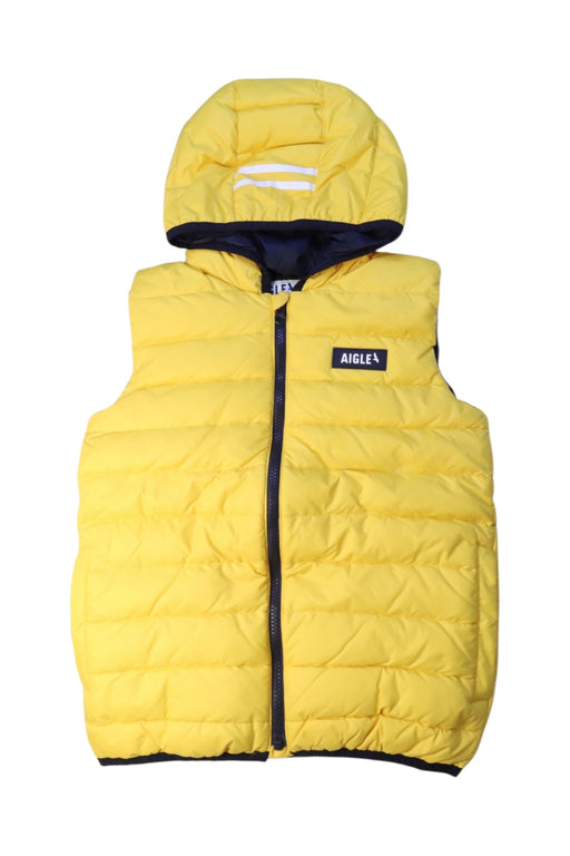 A Yellow Outerwear Vests from Aigle in size 10Y for neutral. (Front View)