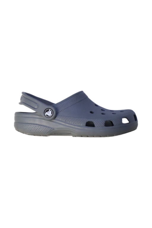 A Blue Slip Ons from Crocs in size 7Y for boy. (Front View)