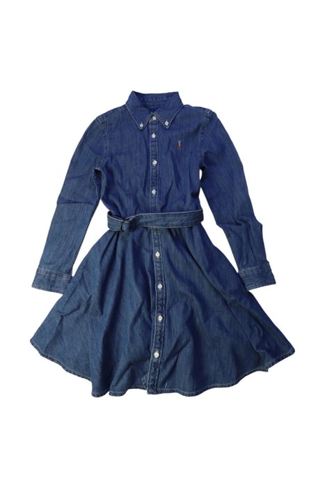 A Blue Long Sleeve Dresses from Ralph Lauren in size 6T for girl. (Front View)