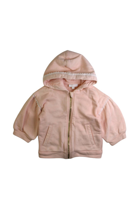 A Pink Zippered Sweatshirts from Chloe in size 6-12M for girl. (Front View)