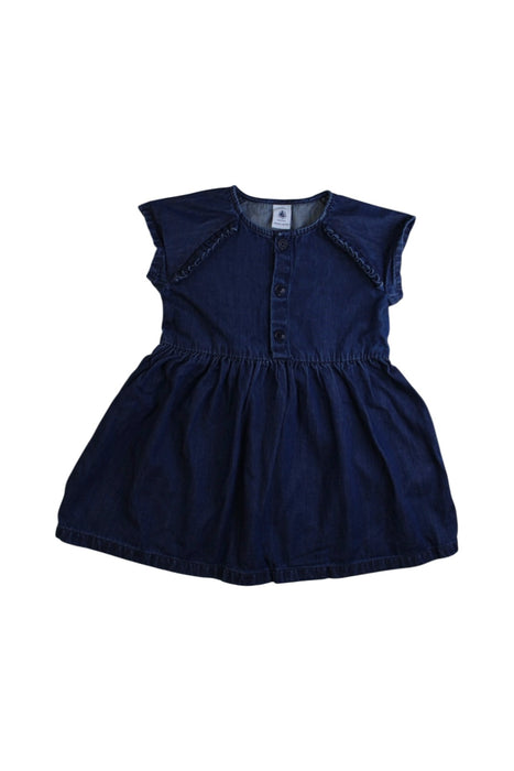 A Navy Short Sleeve Dresses from Petit Bateau in size 12-18M for girl. (Front View)