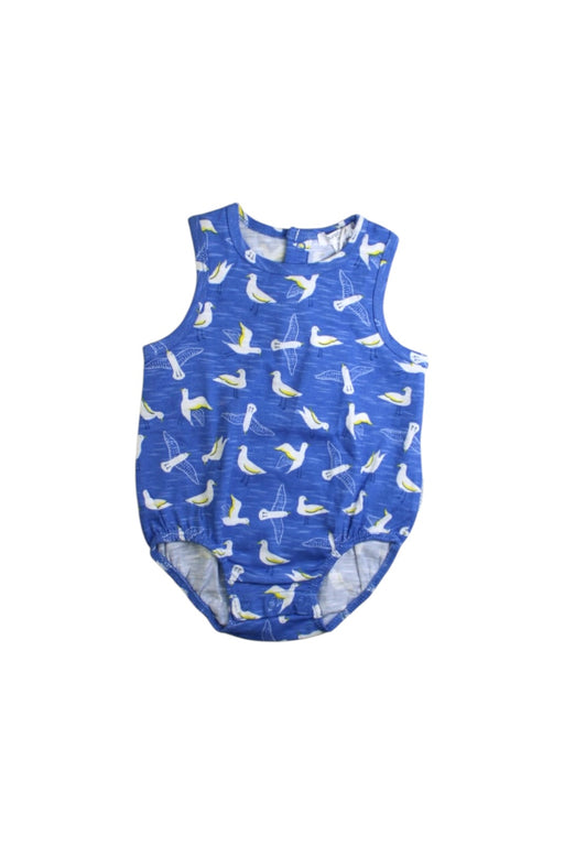 A Blue Sleeveless Rompers from purebaby in size 3-6M for boy. (Front View)