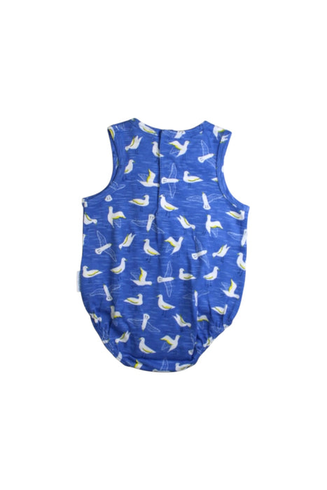 A Blue Sleeveless Rompers from purebaby in size 3-6M for boy. (Back View)