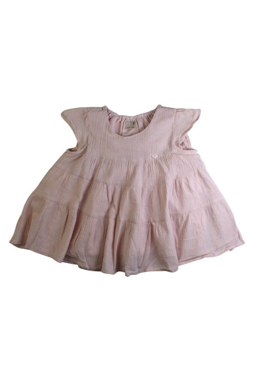 A Pink Sleeveless Dresses from Petit Main in size 2T for girl. (Front View)