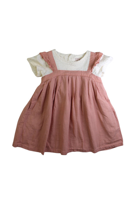 A Pink Short Sleeve Dresses from Petit Main in size 18-24M for girl. (Front View)