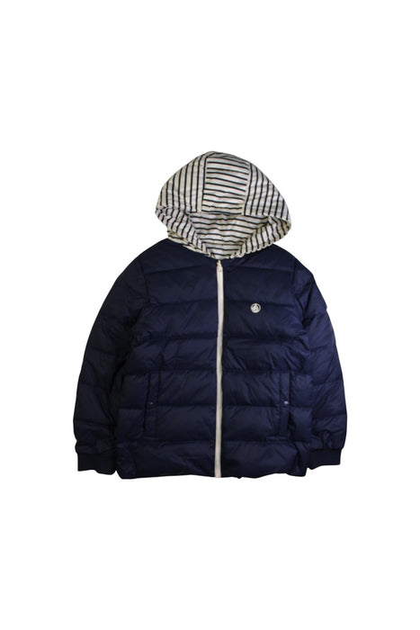 A Navy Puffer/Quilted Jackets from Petit Bateau in size 10Y for boy. (Front View)