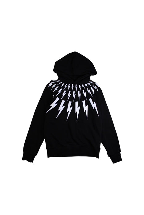 A Black Hooded Sweatshirts from Neil Barrett Kids in size 7Y for boy. (Front View)