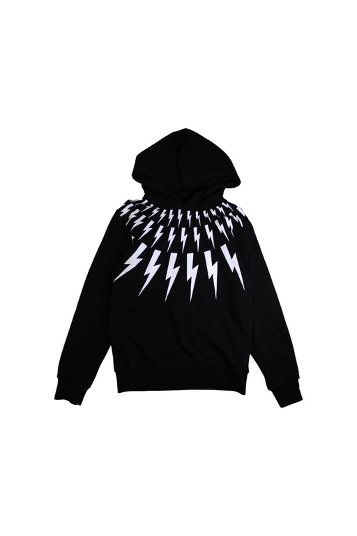 A Black Hooded Sweatshirts from Neil Barrett Kids in size 7Y for boy. (Front View)