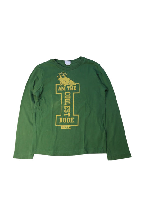 A Green Long Sleeve T Shirts from Diesel in size 8Y for boy. (Front View)