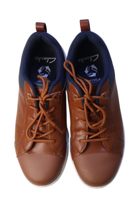 A Brown Sneakers from Clarks in size 12Y for boy. (Back View)