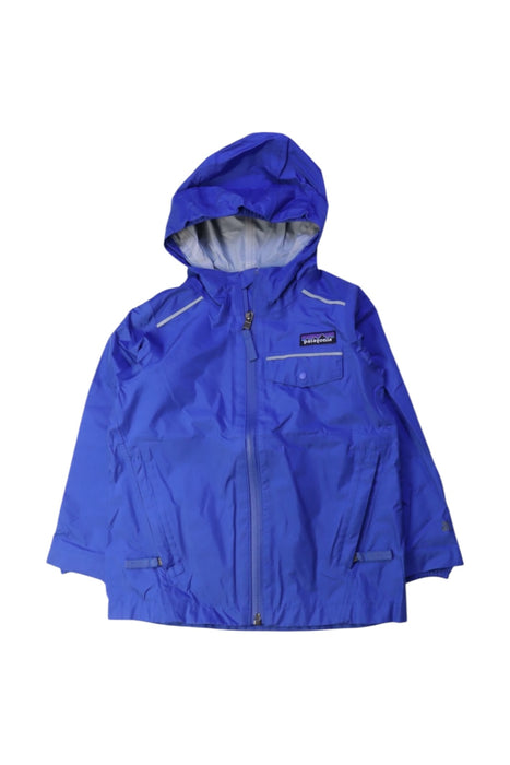 A Blue Rain Jackets from Patagonia in size 2T for boy. (Front View)