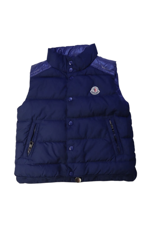 A Navy Outerwear Vests from Moncler in size 3T for boy. (Front View)