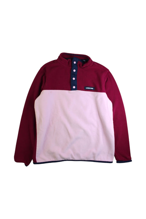 A Pink Buttoned Sweatshirts from Lands' End in size 10Y for neutral. (Front View)