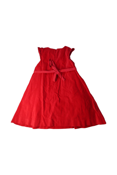 A Red Sleeveless Dresses from Château de Sable in size 4T for girl. (Back View)