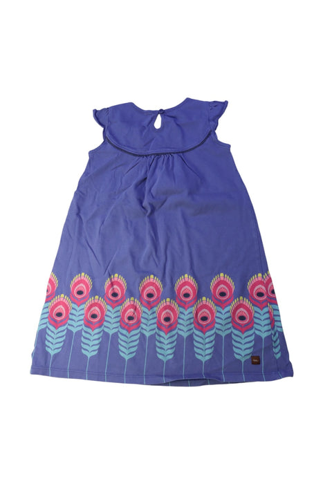 A Blue Sleeveless Dresses from Tea in size 6T for girl. (Back View)