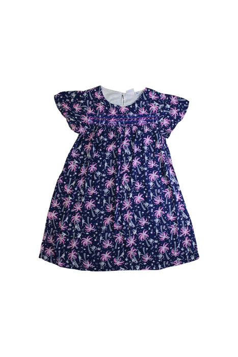 A Navy Short Sleeve Dresses from La Compagnie des Petits in size 6T for girl. (Front View)