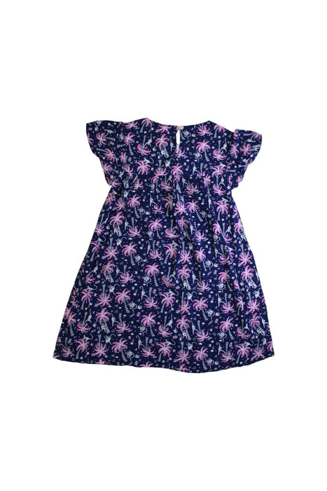 A Navy Short Sleeve Dresses from La Compagnie des Petits in size 6T for girl. (Back View)