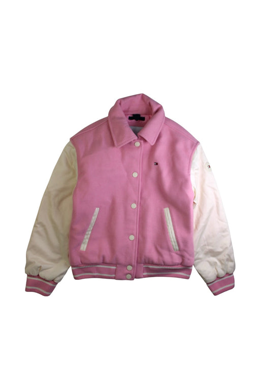 A Pink Lightweight Jackets from Tommy Hilfiger in size 7Y for girl. (Front View)