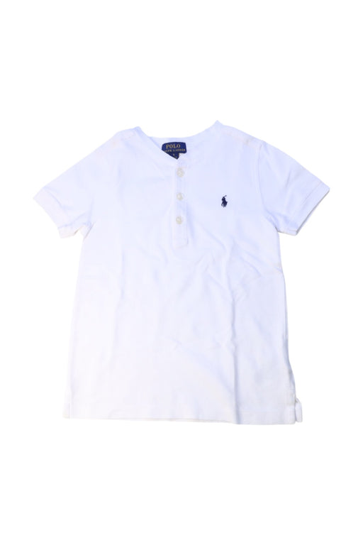 A White Short Sleeve Polos from Polo Ralph Lauren in size 5T for boy. (Front View)