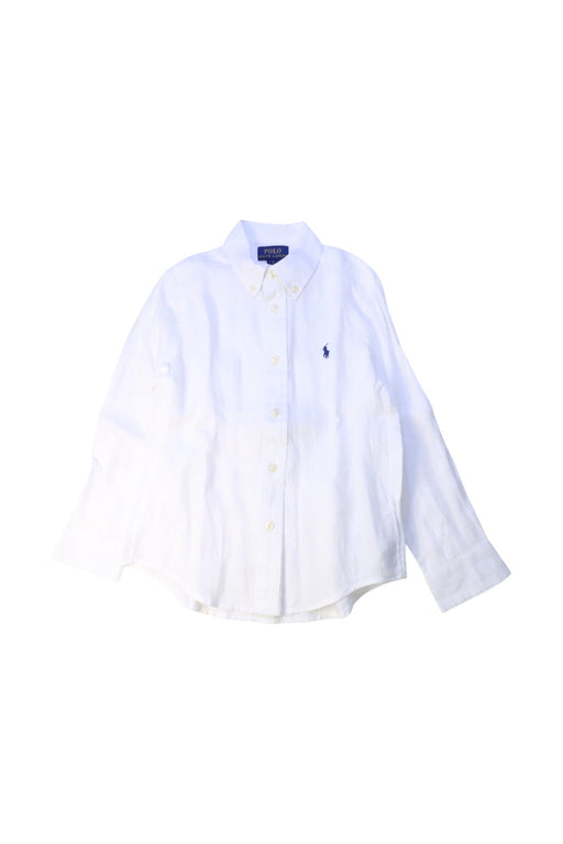 A White Long Sleeve Shirts from Polo Ralph Lauren in size 5T for boy. (Front View)