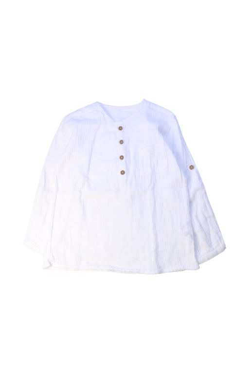 A White Long Sleeve Shirts from Château de Sable in size 6T for boy. (Front View)