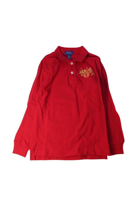 A Red Long Sleeve Polos from Polo Ralph Lauren in size 5T for boy. (Front View)
