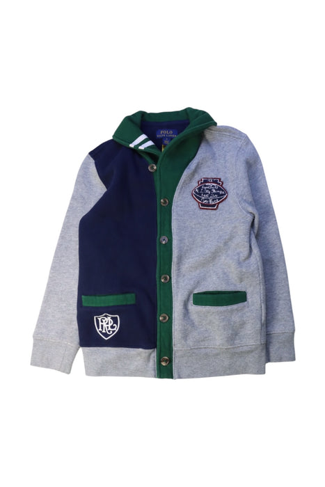 A Grey Buttoned Sweatshirts from Polo Ralph Lauren in size 7Y for boy. (Front View)