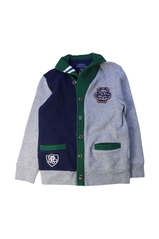 A Grey Buttoned Sweatshirts from Polo Ralph Lauren in size 7Y for boy. (Front View)