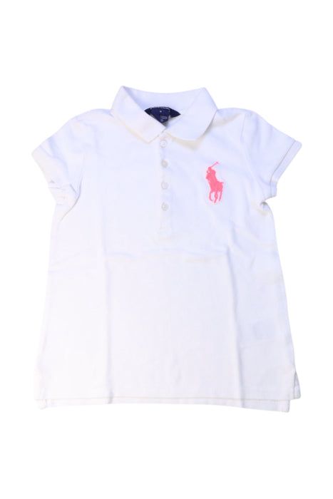 A White Short Sleeve Polos from Ralph Lauren in size 6T for girl. (Front View)
