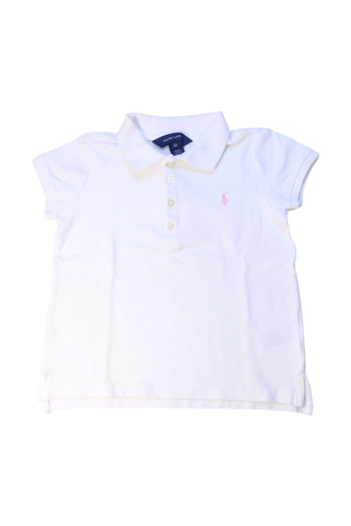 A White Short Sleeve Polos from Ralph Lauren in size 6T for girl. (Front View)