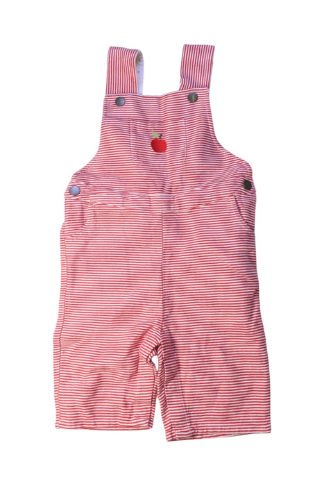 A Red Overall Shorts from Little Green Radicals in size 2T for boy. (Front View)