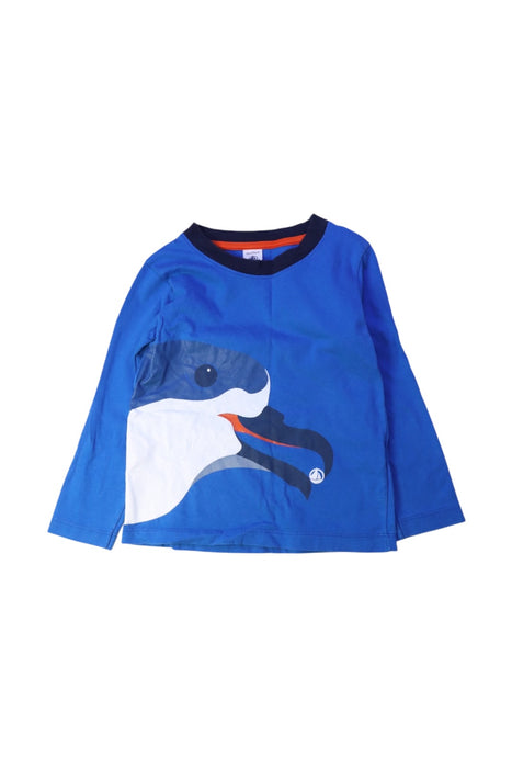 A Blue Long Sleeve T Shirts from Petit Bateau in size 4T for boy. (Front View)