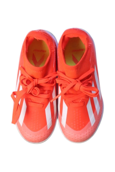 A Orange Cleats/Soccer Shoes from Adidas in size 5T for boy. (Back View)