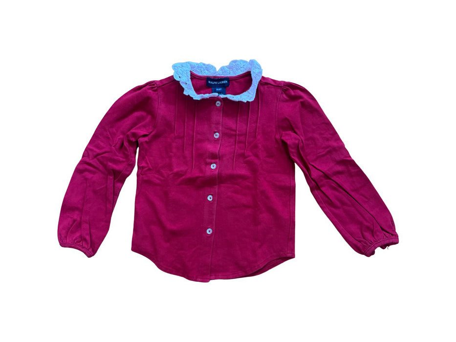 A Pink Long Sleeve Shirts from Ralph Lauren in size 4T for girl. (Front View)