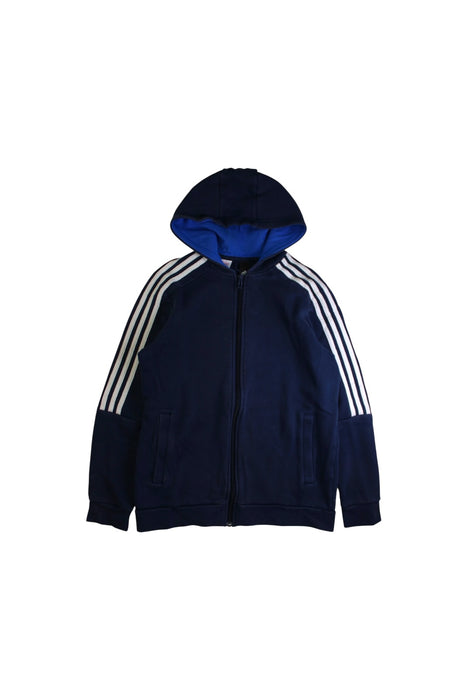 A Navy Hooded Sweatshirts from Adidas in size 13Y for neutral. (Front View)