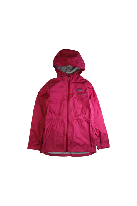A Pink Rain Jackets from Patagonia in size 12Y for girl. (Front View)