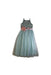 A Blue Sleeveless Dresses from Monsoon in size 7Y for girl. (Front View)