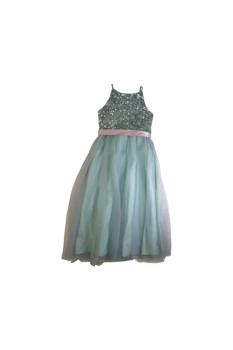 A Blue Sleeveless Dresses from Monsoon in size 7Y for girl. (Back View)