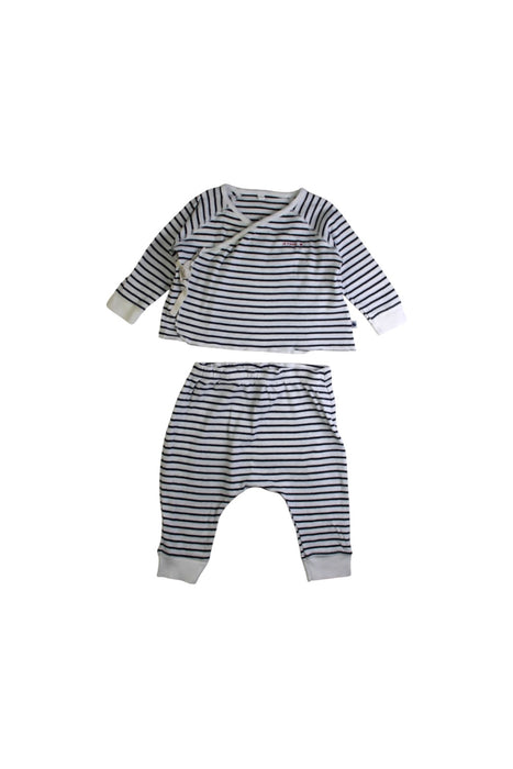 A Navy Pants Sets from Petit Bateau in size 3-6M for boy. (Front View)