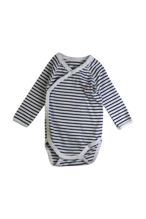 A Navy Long Sleeve Bodysuits from Petit Bateau in size 3-6M for boy. (Front View)