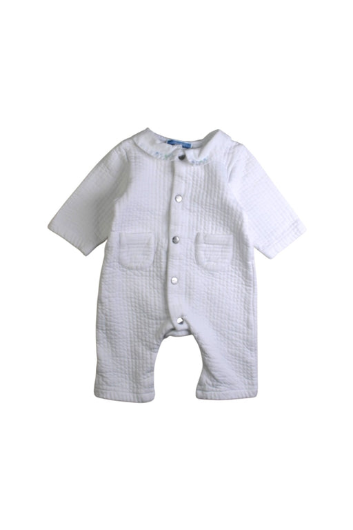 A White Long Sleeve Rompers from Jacadi in size 0-3M for boy. (Front View)