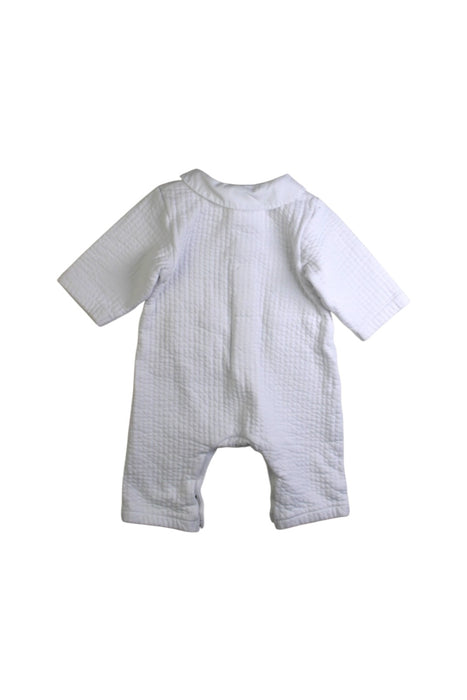 A White Long Sleeve Rompers from Jacadi in size 0-3M for boy. (Back View)