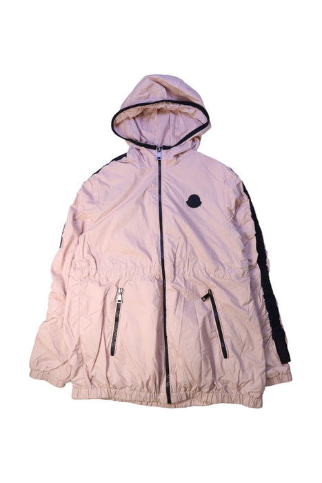 A Pink Puffer/Quilted Jackets from Moncler in size 12Y for girl. (Front View)