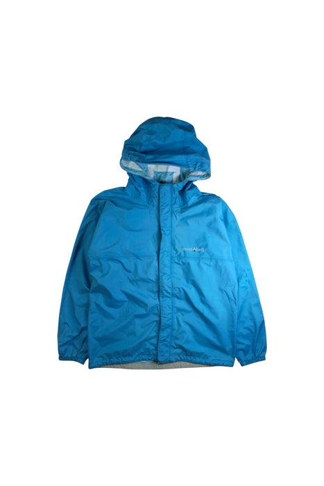 A Blue Rain Jackets from Mont-bell in size 11Y for boy. (Front View)