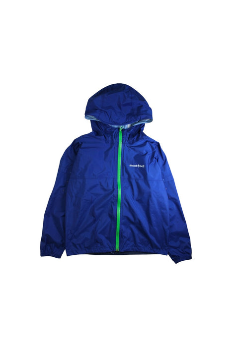 A Blue Rain Jackets from Mont-bell in size 11Y for boy. (Front View)
