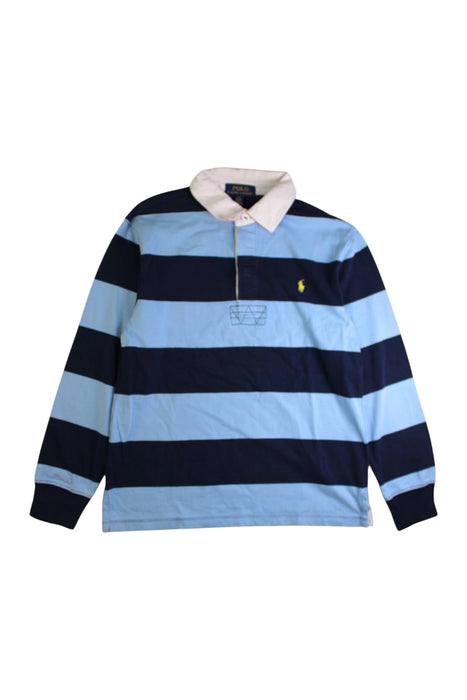 A Blue Long Sleeve Polos from Polo Ralph Lauren in size 10Y for boy. (Front View)