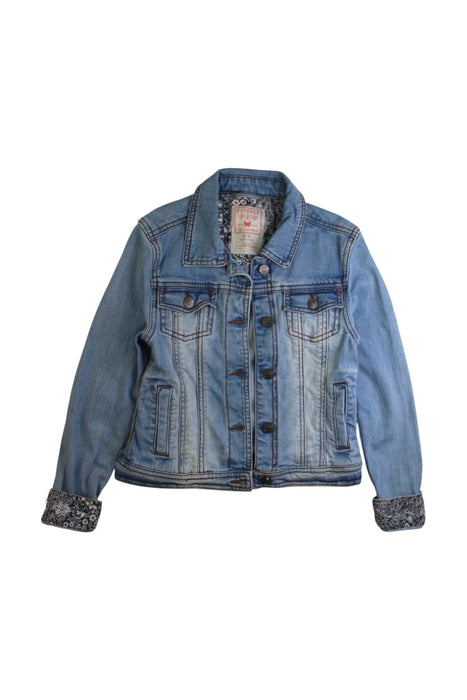 A Blue Lightweight Jackets from FatFace in size 8Y for girl. (Front View)