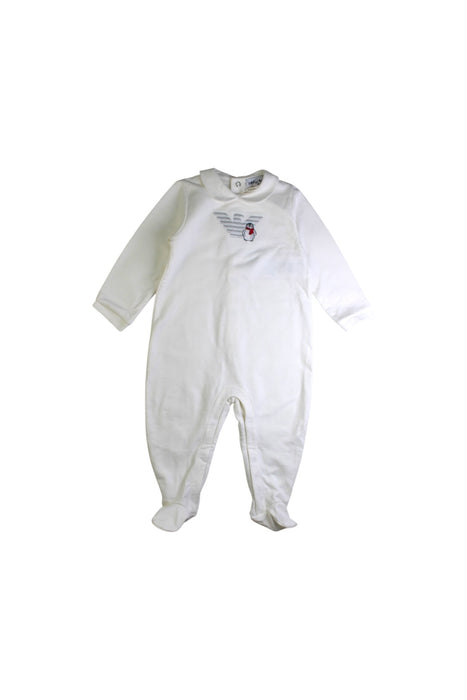 A White Onesies from Emporio Armani in size 6-12M for neutral. (Front View)