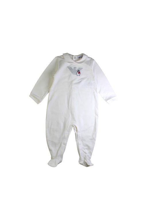A White Onesies from Emporio Armani in size 6-12M for neutral. (Front View)