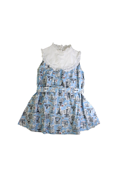 A Blue Sleeveless Dresses from Petit Bateau in size 8Y for girl. (Front View)